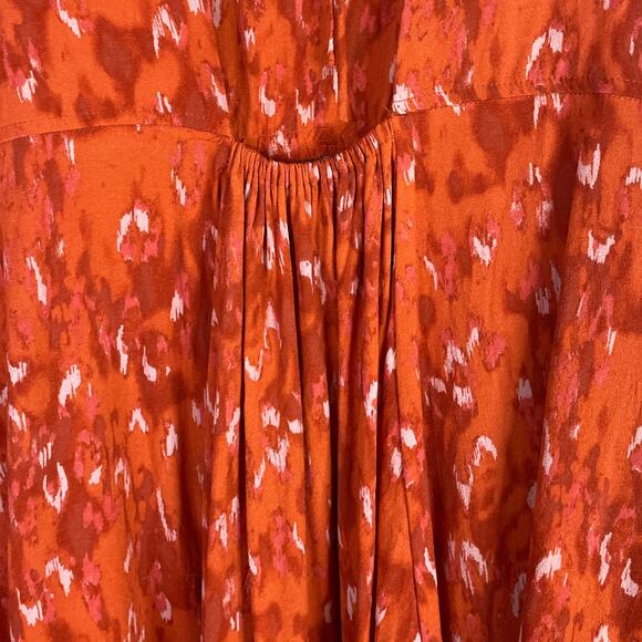 Free People Fake Love Animal Print Mini Dress Pumpkin Orange Open Back SZ Large - Picture 8 of 11